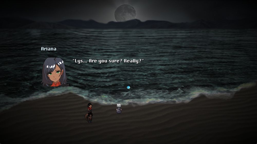 Ariana
"Lys... Are you sure? Really?" 

Fates collide in this moment from Episode IV (HD era) of Zenogaias.