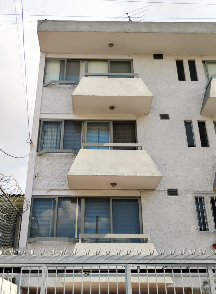Trapezoid balconies on an apartment building