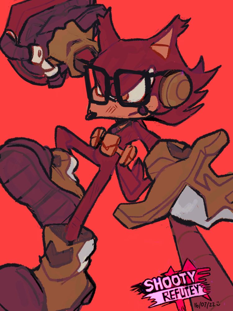 Art of Gadget the Wolf holding a Burst Wispon out in their right hand. Their left hand points forward and a grappling hook is shot from their wrist.