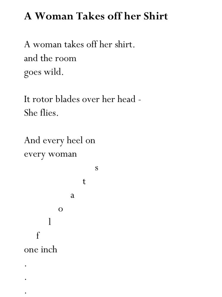 First page of A WOMAN TAKES OFF HER SHIRT (poem about Chloe Kelly by TESSA FOLEY)