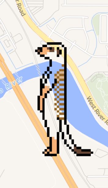 Pixel art outline of a meerkat on wplace