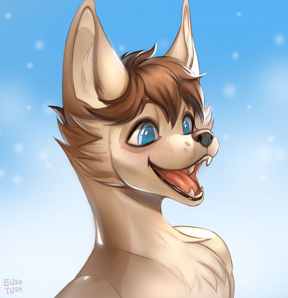 A headshot piece of a very happy looking fox named Peter c: