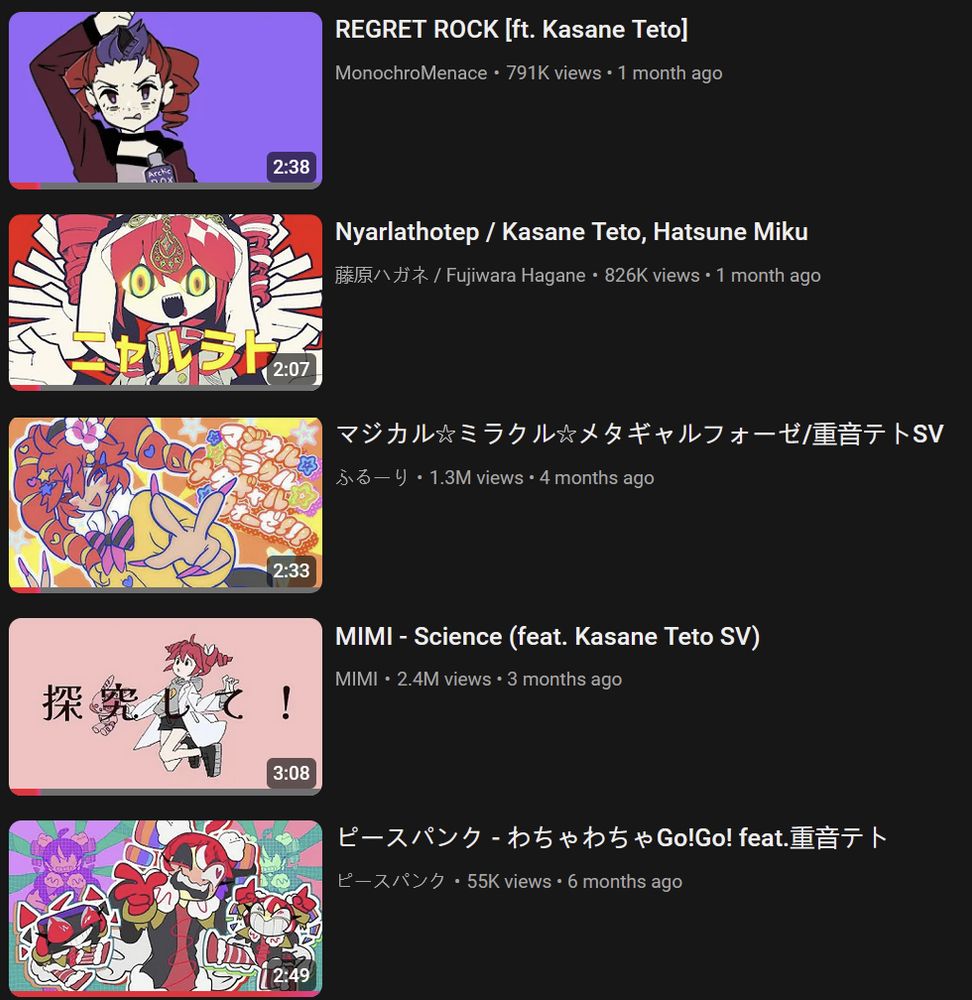 REGRET ROCK
- by MonochroMenace

Nyarlathotep
- by 藤原ハガネ / Fujiwara Hagane

マジカル☆ミラクル☆メタギャルフォーゼ / Magical-Miracle-Meta-Gyaru-Fourze
- by ふるーり / Furu Ri

Science
- by MIMI

ピースパンク - わちゃわちゃGo!Go! / Go! Go!
- by ピースパンク/ Peace Punk