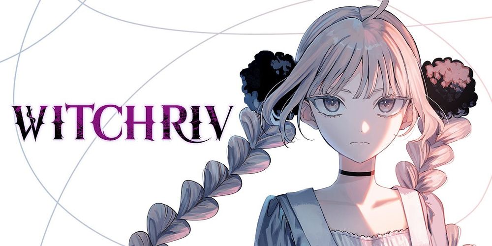 Image de la protagoniste du manga Witchriv : une jeune sorcière avec des cheveux argentés tressés avec des pompons noirs. Elle porte une robe et un choker au cou.