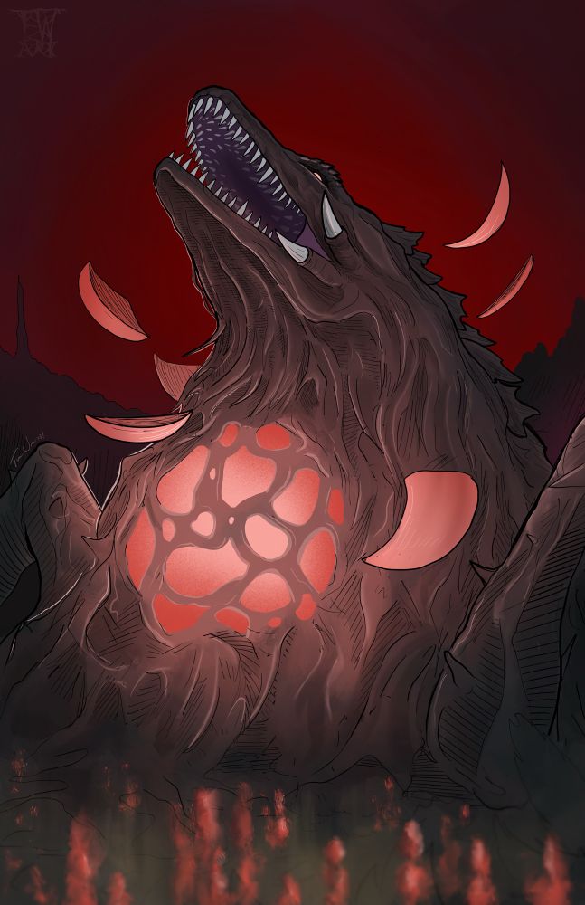 Biollante emerges in a field of flowers in her final form, based off the song/album cover SUPERBLOOM by Silent Planet