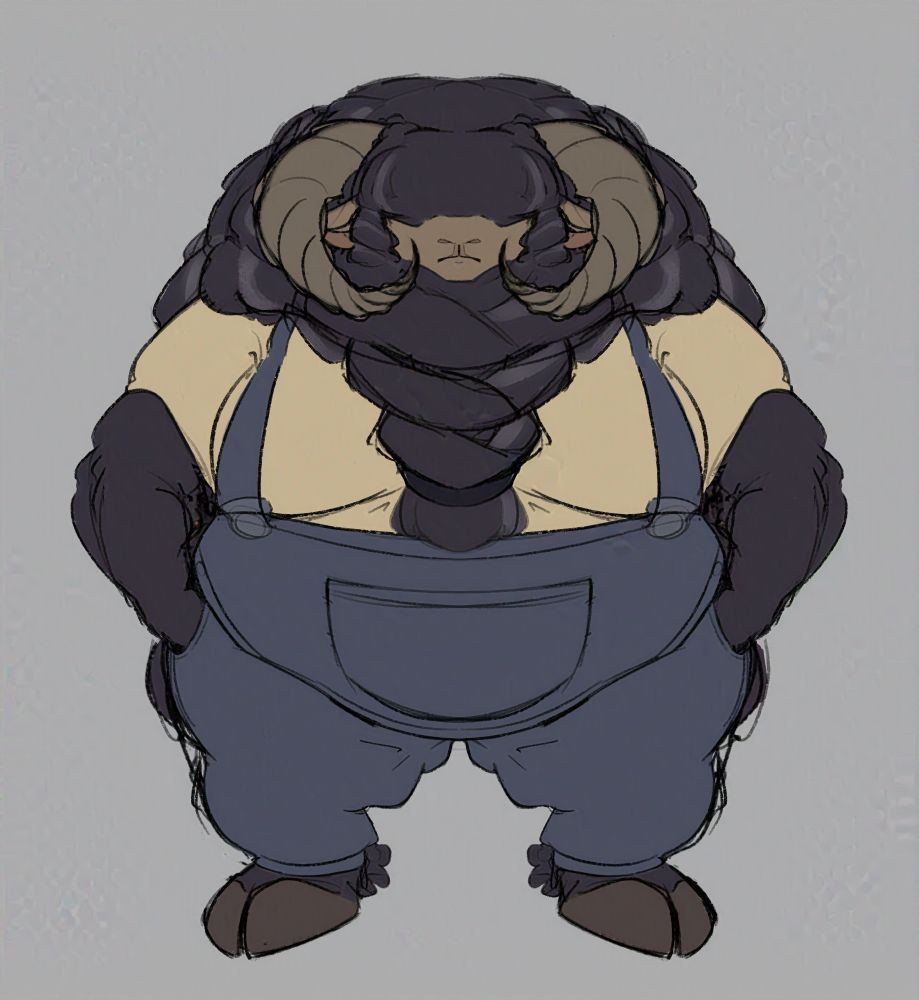 Sheep, Anthro, Chubby, Overalls