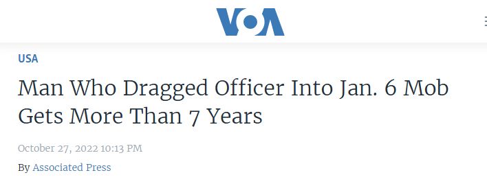 USA
Man Who Dragged Officer Into Jan. 6 Mob Gets More Than 7 Years
October 27, 2022 10:13 PM
By Associated Press