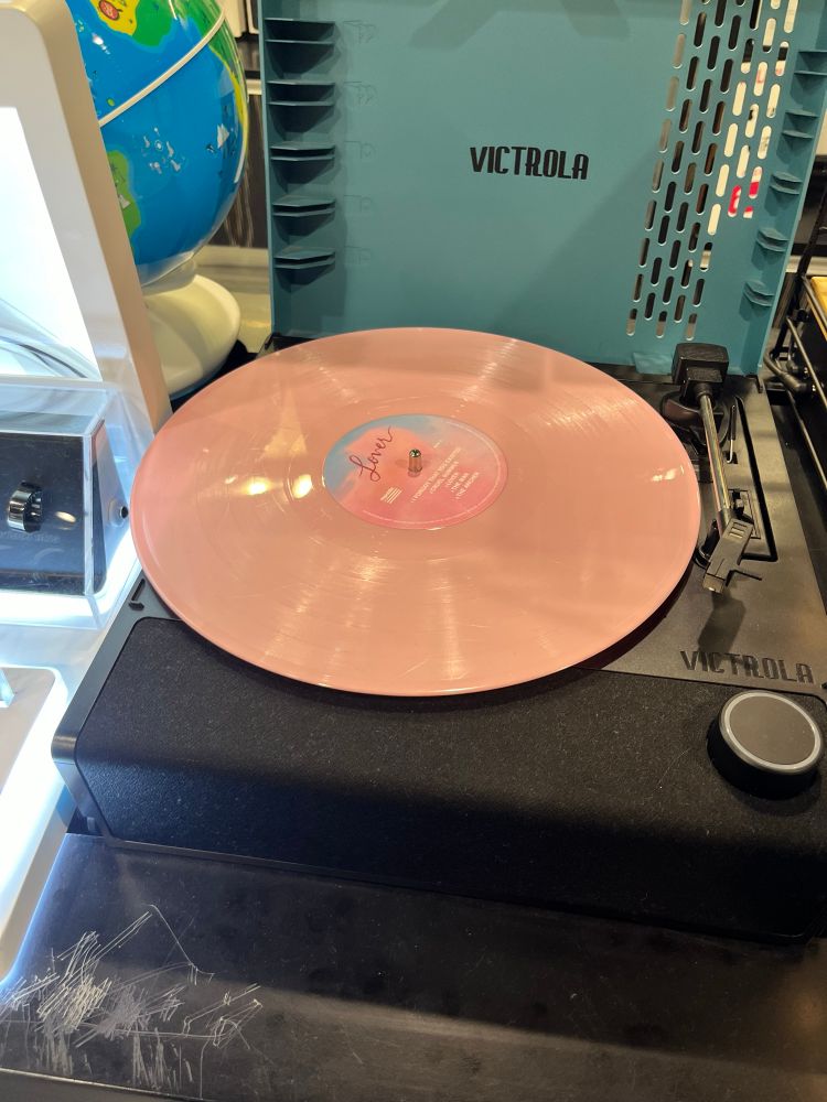 Taylor Swift’s lover vinyl on a record player 