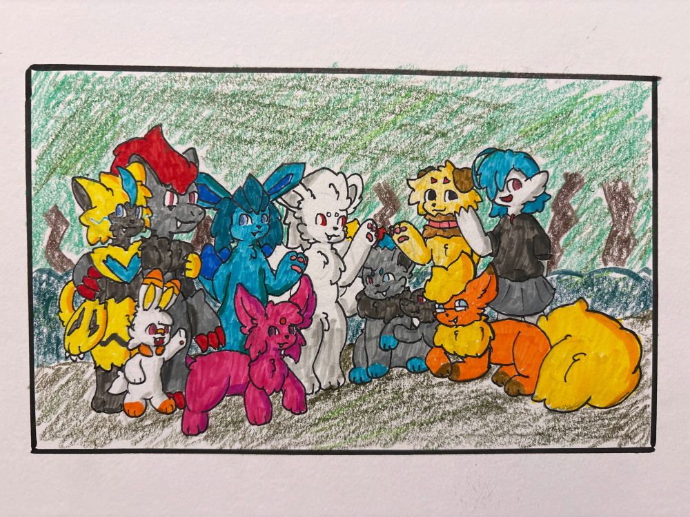 Zeraora, Zoroark, Scorbunny, Glaceon, Espeon, Ninetales, Zorua, Salandit, Rockruff, Flareon, and Gardevoir
