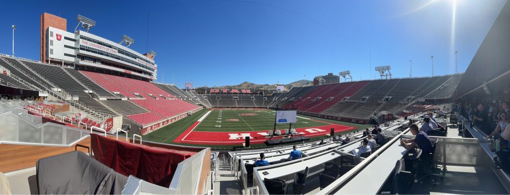 Panoramic image of the University of Utah Rice-Eccles Stadium