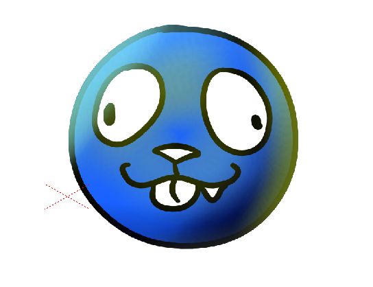 A silly circle head boi showing highlights and shadows randomly splattered on top, all done within an animation program