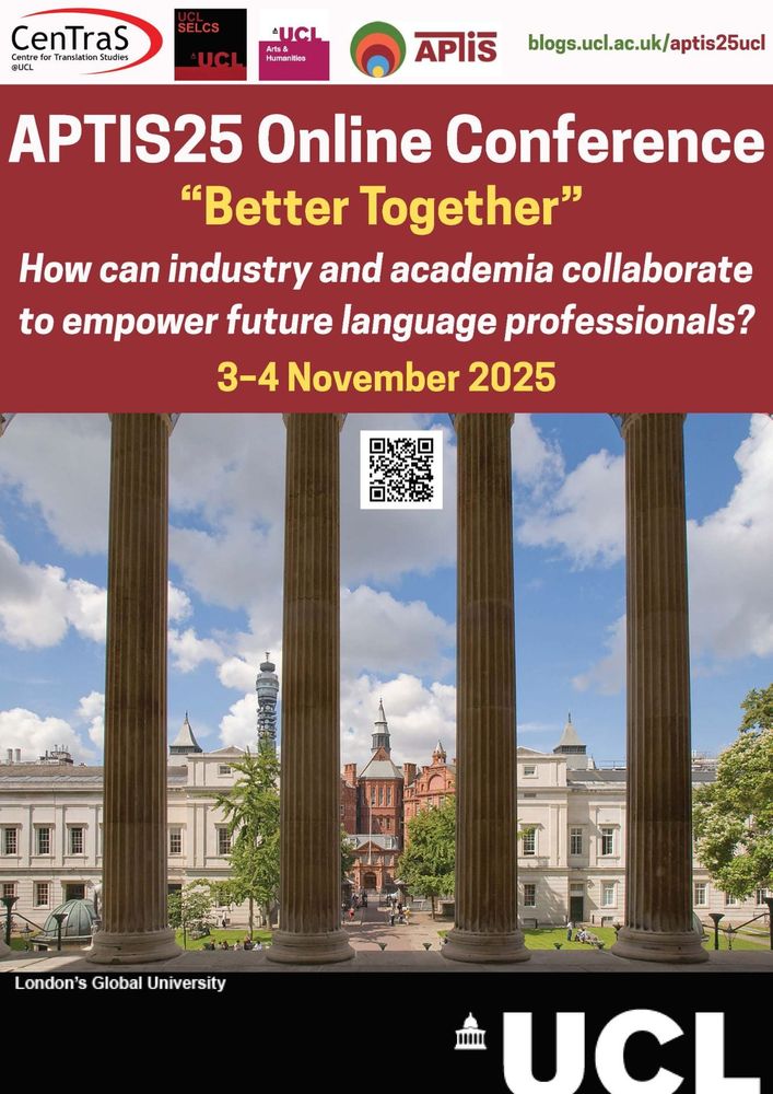 APTIS25 conference (“Better together: how can industry and academia collaborate to empower future language professionals?”) will take place on 3–4 November 2025 via Zoom Webinar.