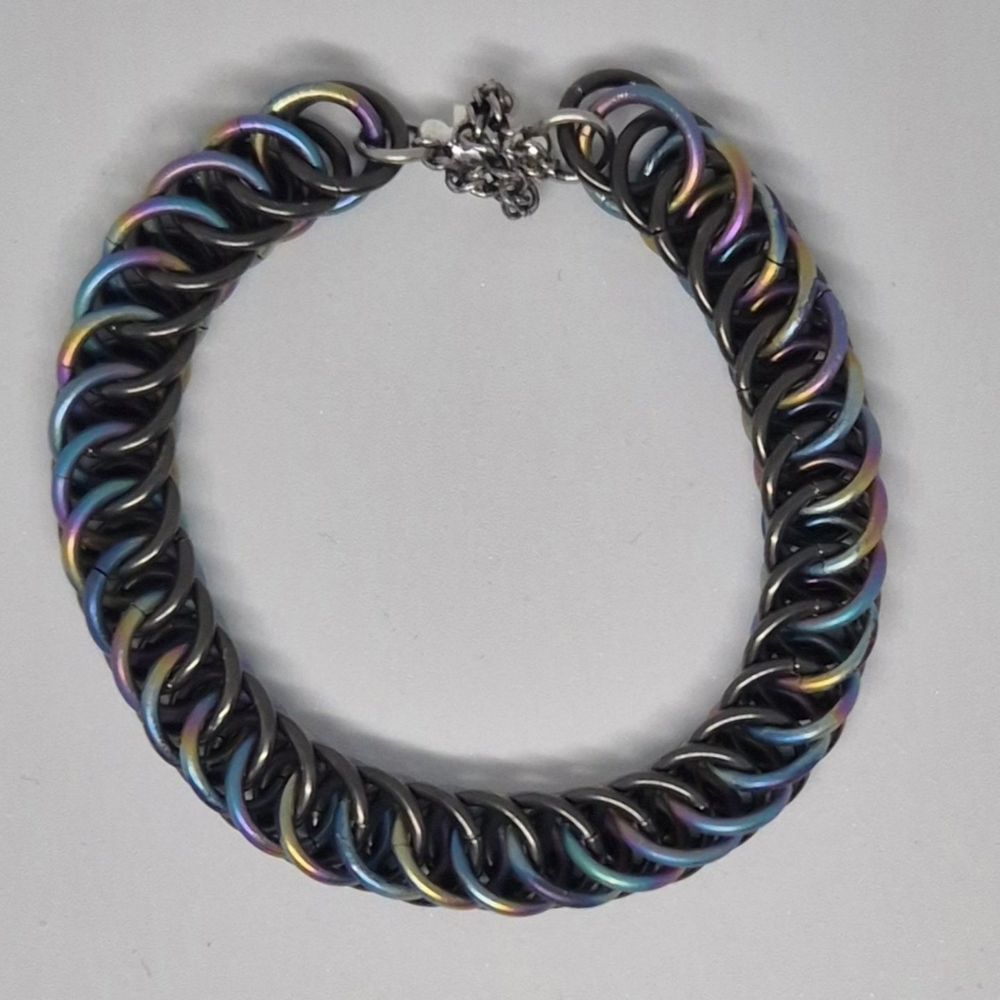 Rainbow and black chainmail bracelet