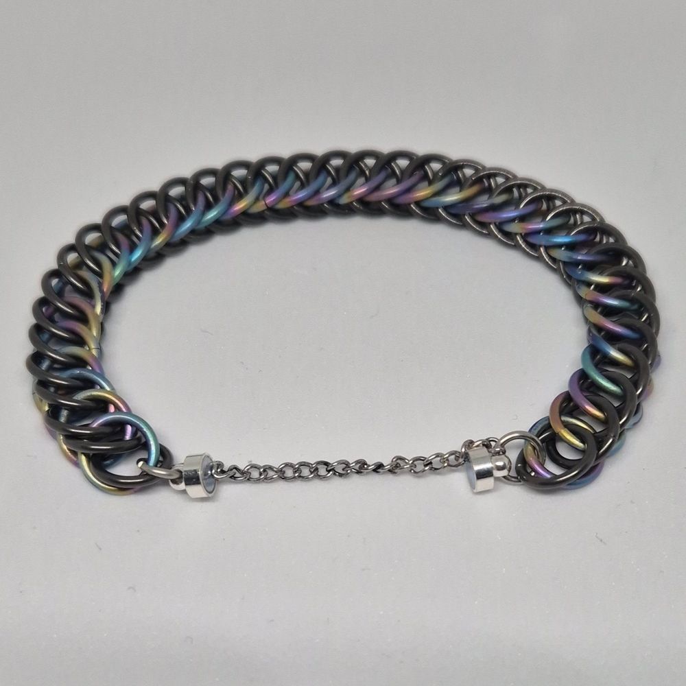 Rainbow and black chainmail bracelet