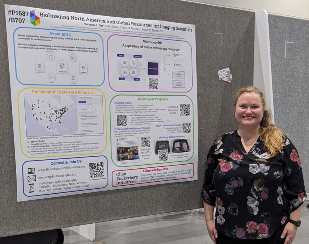 Vanessa Orr in front of her BINA and MicroscopyDB poster at CellBio2024