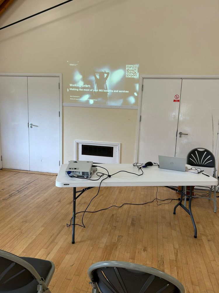 Room in Swindon set up for the MU Local Members’ Day and Portable Appliance Testing