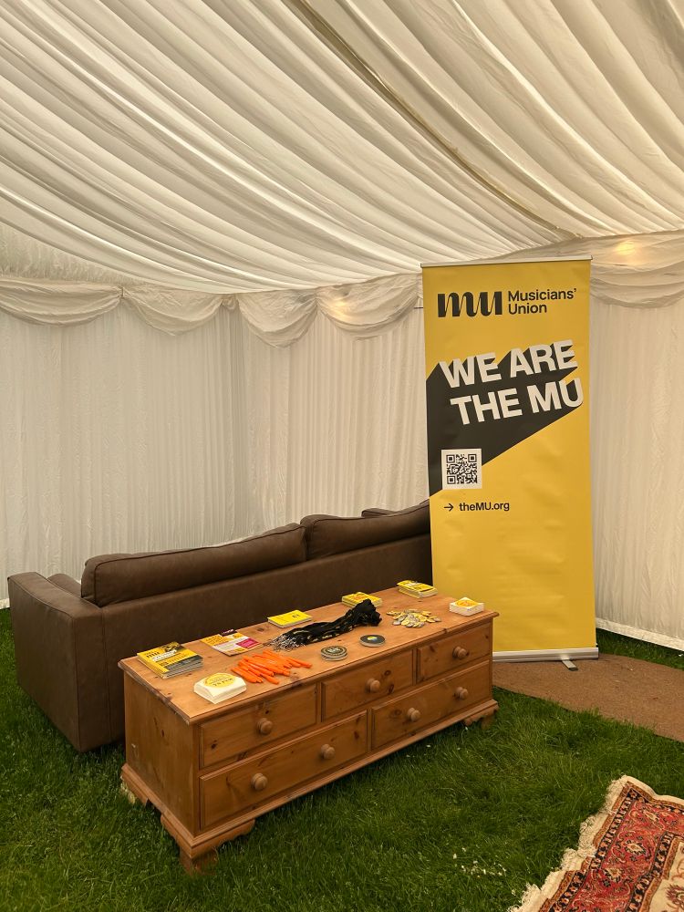 Musicians’ Union banner and leaflets