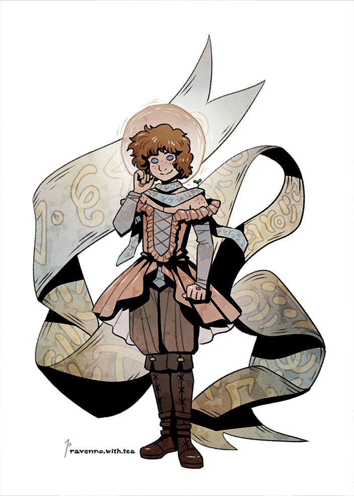 illustration of damienvoidart.bsky.social 's original character (OC) Walter, an aasimar Lore Bard