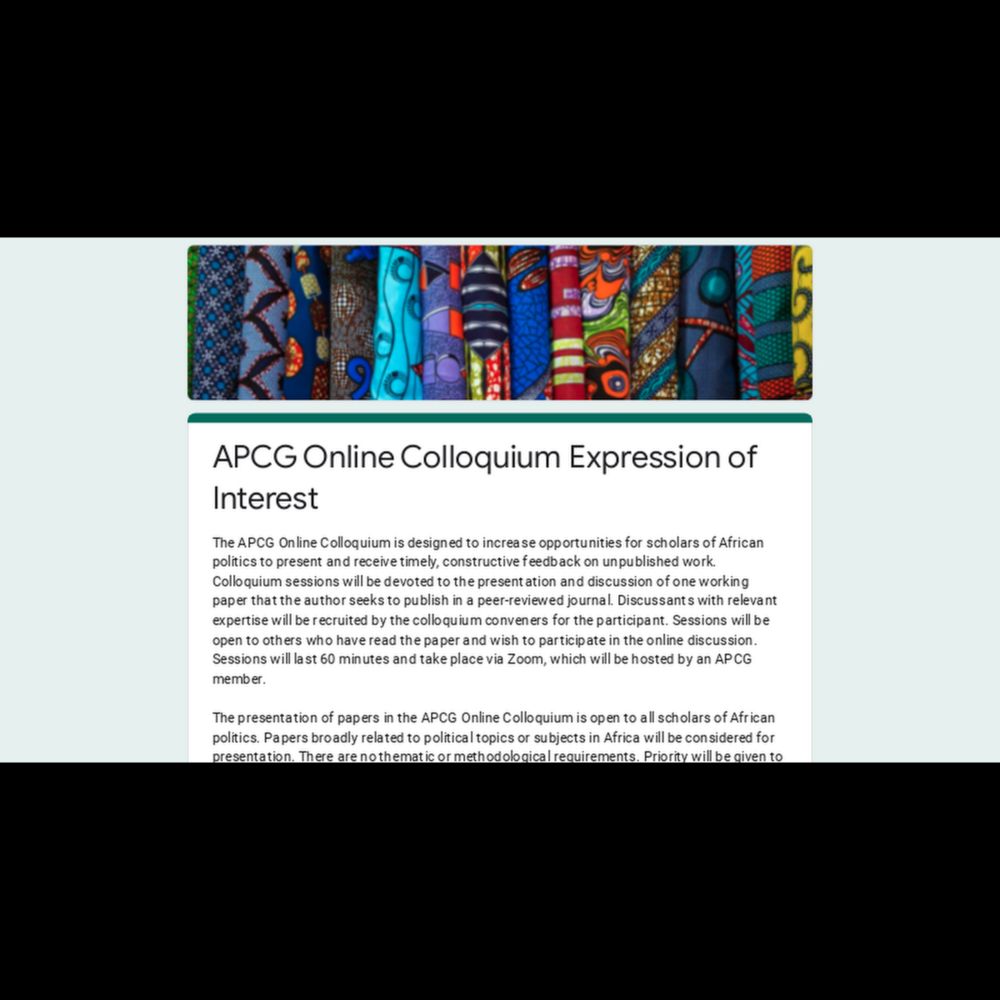 APCG Online Colloquium Expression of Interest