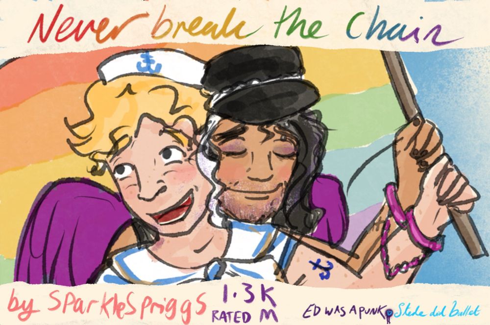 Title card with the cutest skaterbois pride art by BK! 1.3k, rated M. 