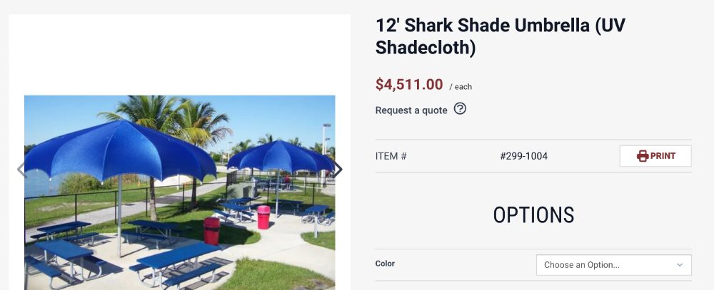 An Image of an outdoor umbrella being sold for $4,511