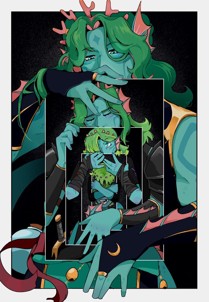 WHA panel redraw of Gillion Tidestrider from JRWI riptide holding images of himself that get progressively younger