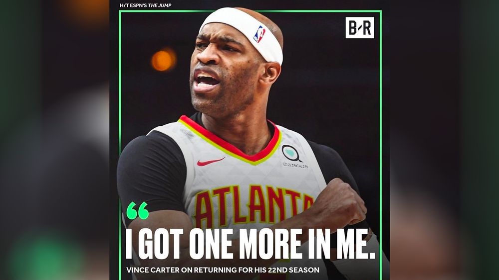 Vince Carter wearing an Atlanta Hawks jersey
"I GOT ONE MORE IN ME.
VINCE CARTER ON RETURNING FOR HIS 22ND SEASON"
