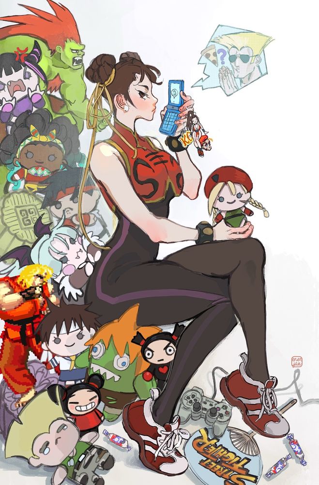 Chun Li and friends (Guile says “pizza?🙏”)