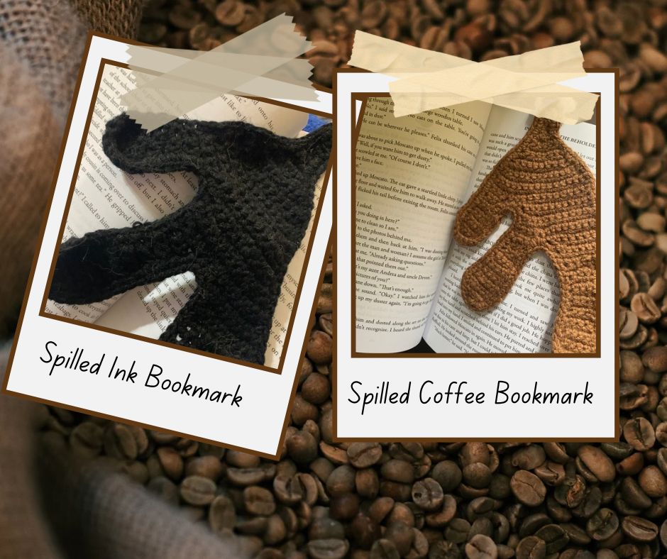 Spilled ink and coffee bookmarks. 