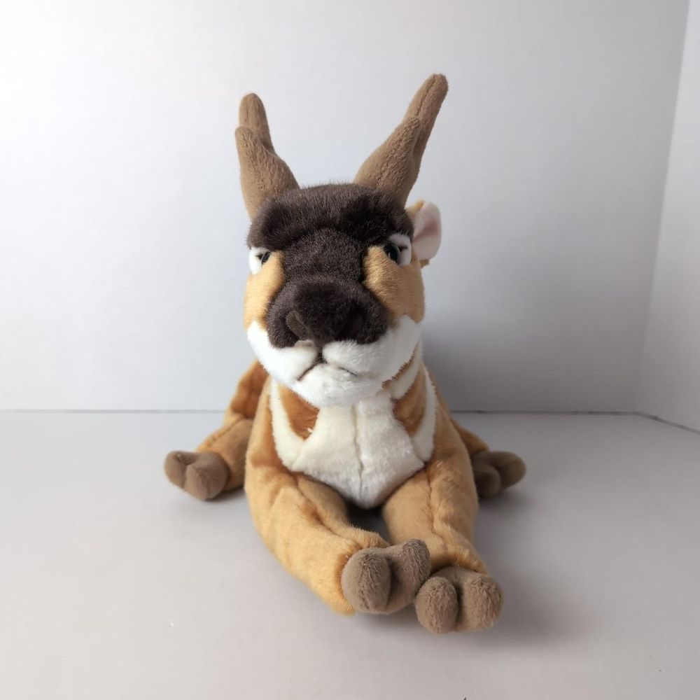 A front view of the pronghorn plush.