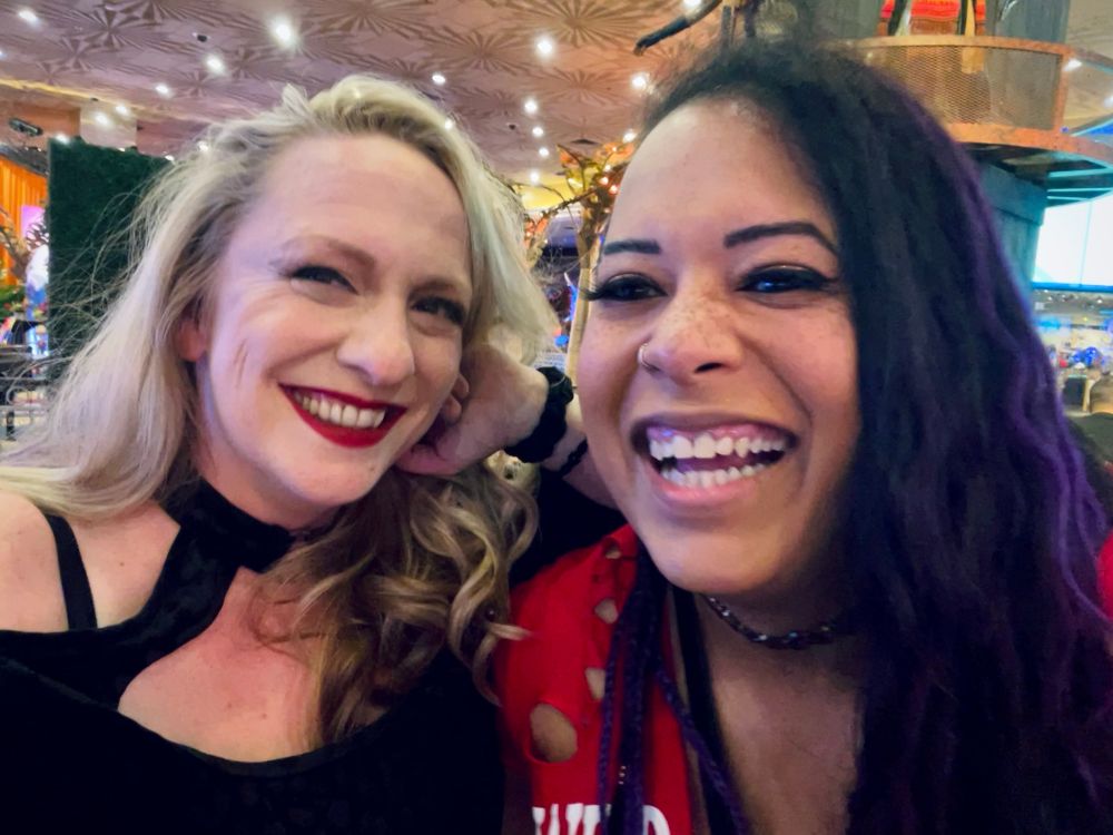 Amy Nemmity and Nyla Rose laughing in Vegas. I won't say why because what happens in Vegas stays in Vegas but I'm gonna make something up and say it was probably about Serpentico. Nyla is funny as hell and the most delightful person to be around. 