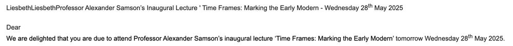 screenshot of an email which opens with Liesbeth Liesbeth!
