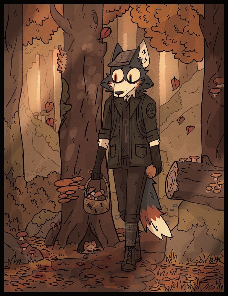 Wolf strolling in a forest 