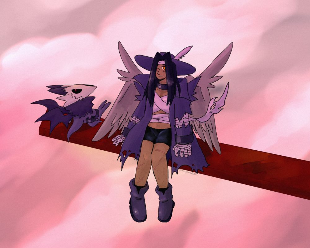 Drawing of Ama and Bon from the visual novel MONOKURO.