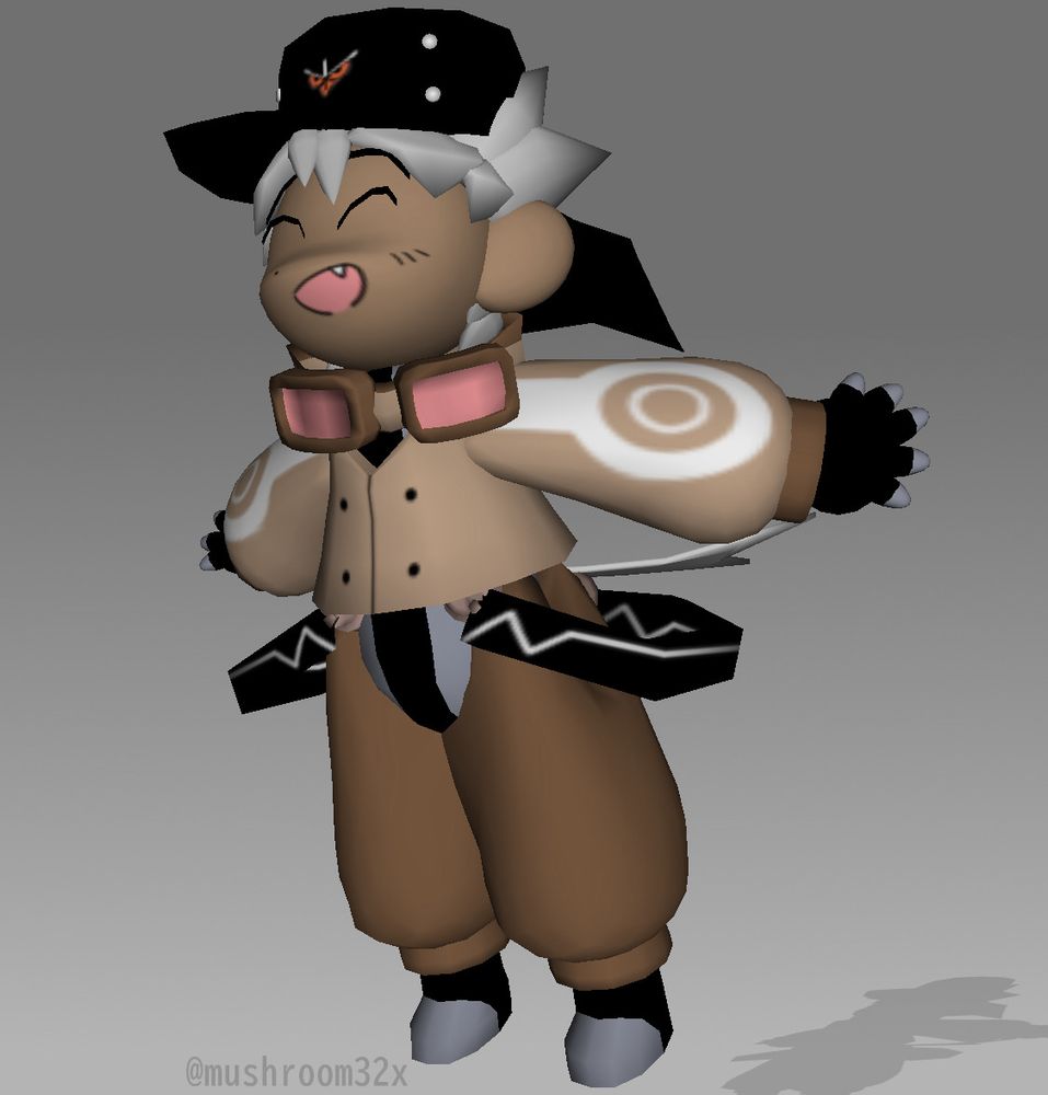 3d render of my OC Nuage: happily flying into the air.