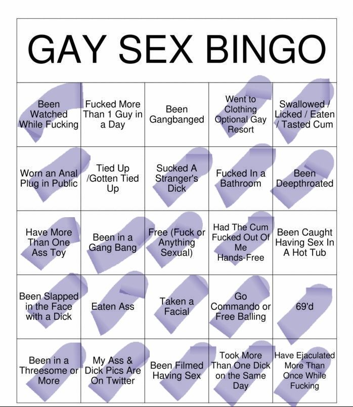 My Gay Sex Bingo Card