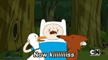 Finn from adventure time making two characters kiss
