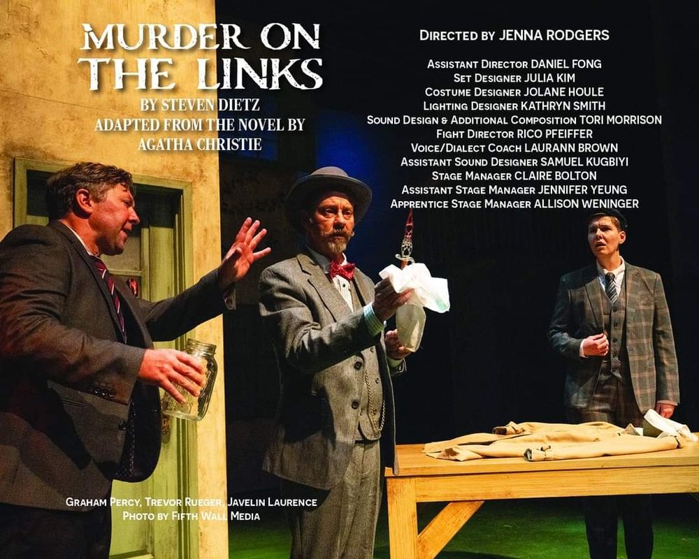 A graphic for Murder on the Links at Vertigo Theatre.