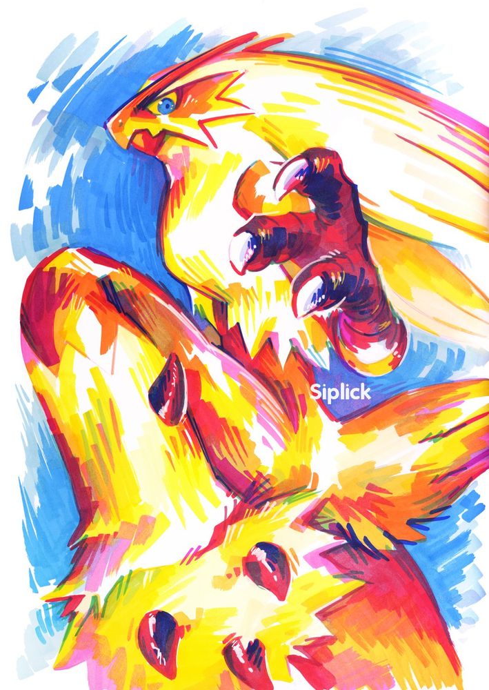 Traditional illustration done in markers of the Pokémon Blaziken. 