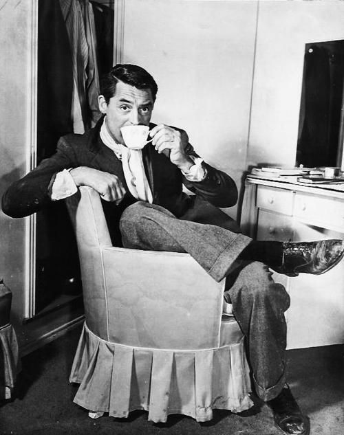 Image of Cary Grant sipping tea