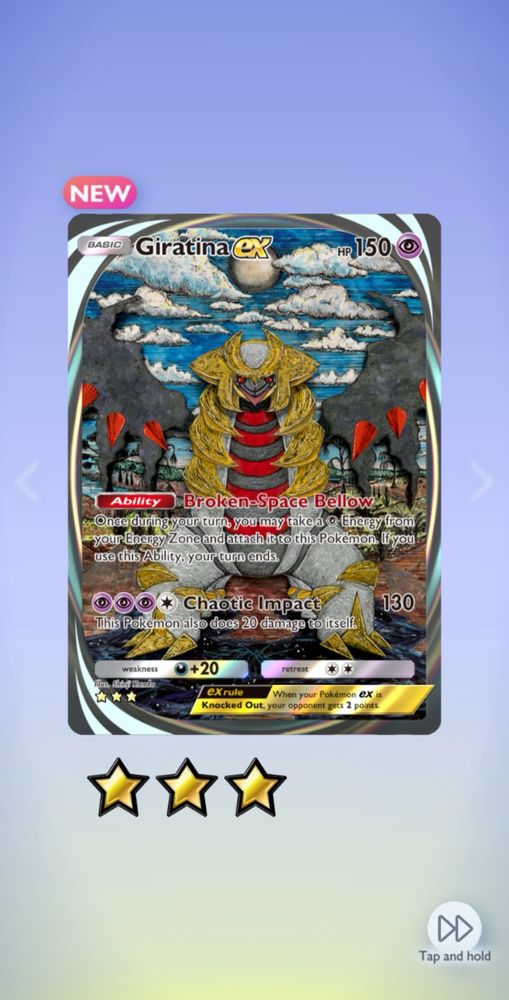 Immersive rare Giratina ex from the Shining Revelry set in Pokemon TCG Pocket