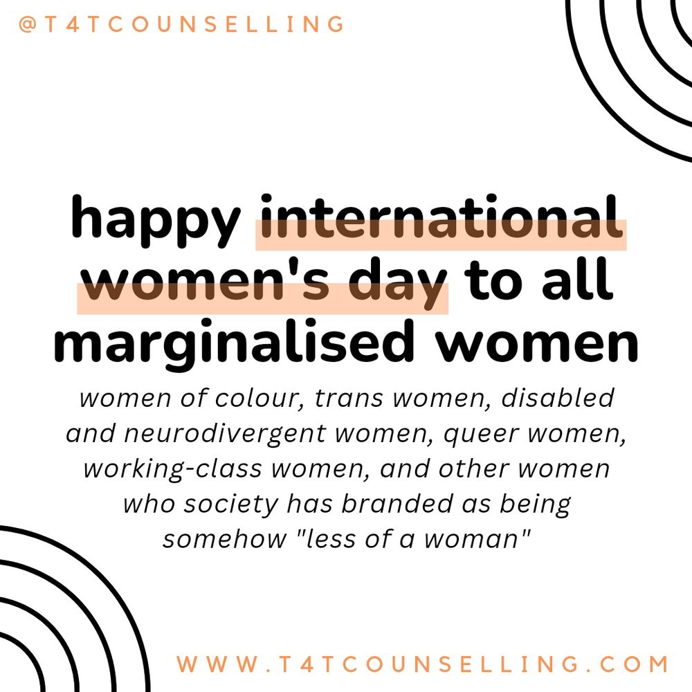 Happy International Women's Day to all marginalised women - women of colour, trans women, disabled and neurodivergent women, queer women, working-class women, and other women who society has branded as being somehow "less of a woman".