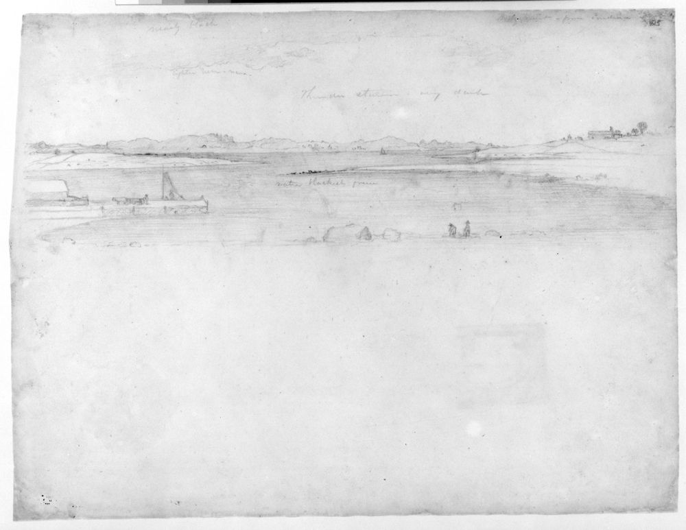 Alt Sketch for "Approaching Thunder Storm", Graphite on off-white wove paper, American