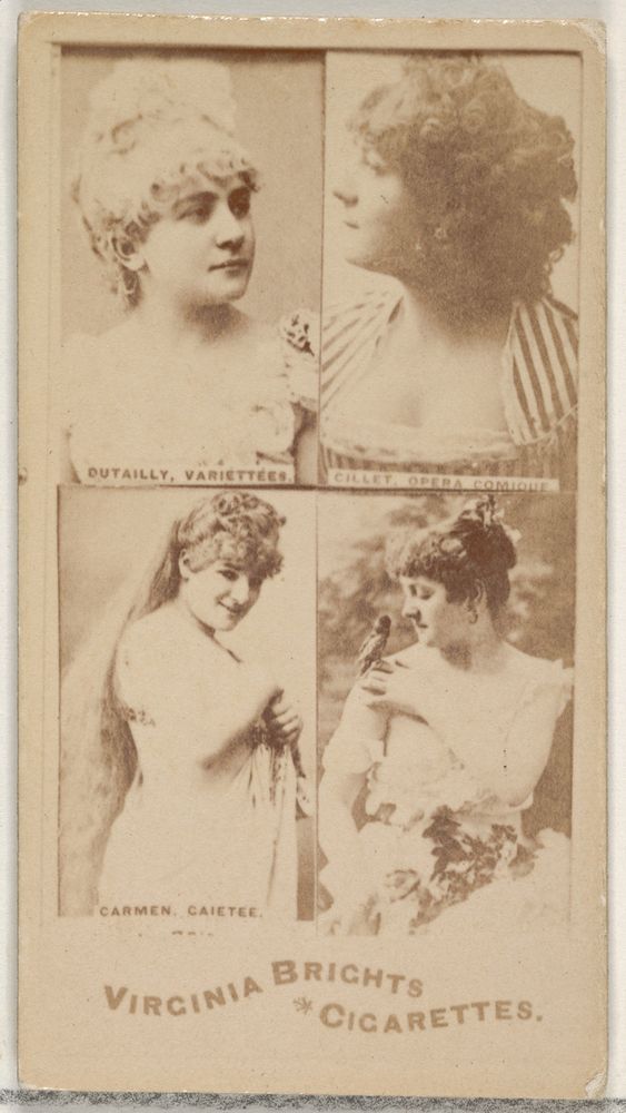 Alt Dutailly, Variettees/ Gillet, Opera Comique/ Carmen, Gaitee, from the Actors and Actresses series (N45, Type 4) for Virginia Brights Cigarettes, Albumen photograph, 