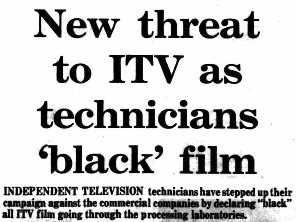 "New threat to ITV as technicians 'black' film"
