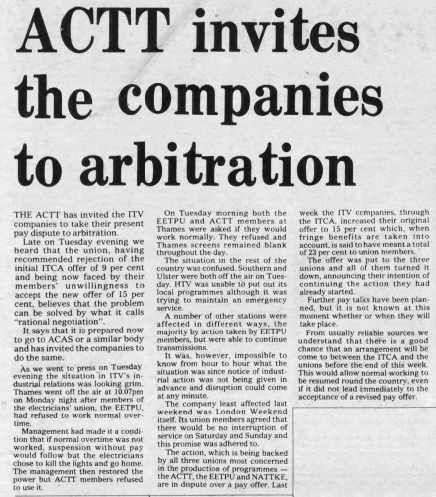 "ACTT invites the companies to arbitration"