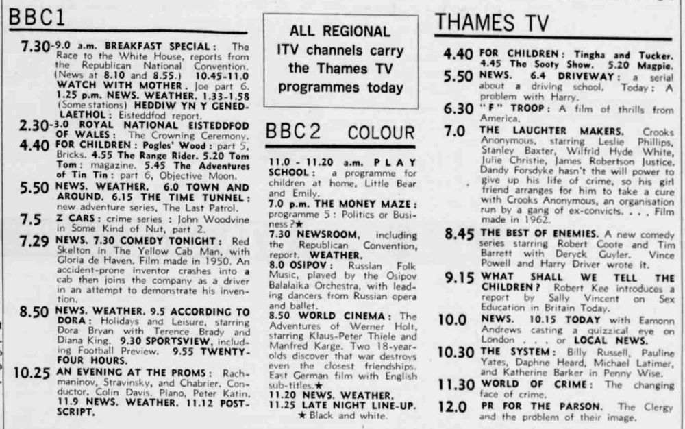 Daily Express: ALL REGIONAL ITV channels carry the Thames TV programmes today