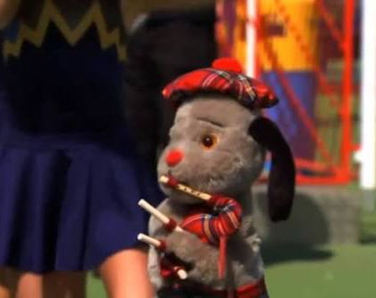 Sweep playing the bagpipes