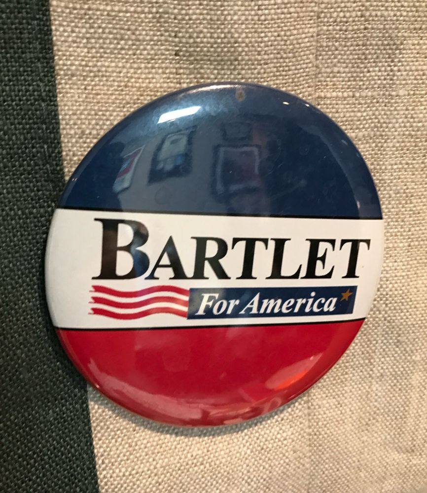 Bartlet for America prop campaign button from The West Wing television series