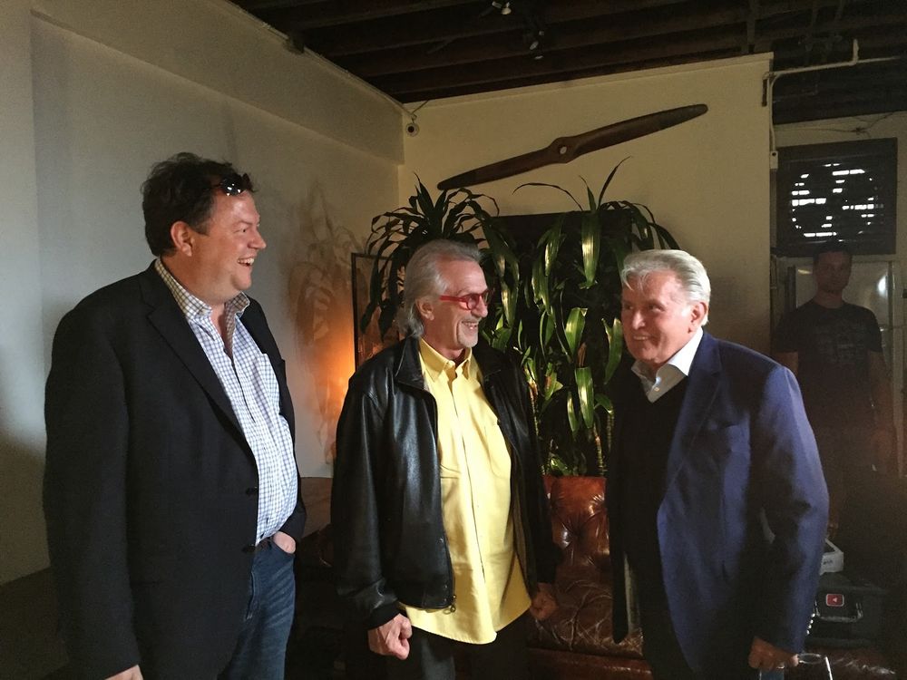 Mark Maxey, Snuffy Walden and Martin Sheen share a laugh